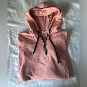 Pink/coral Garage quarter zipped cropped hoodie